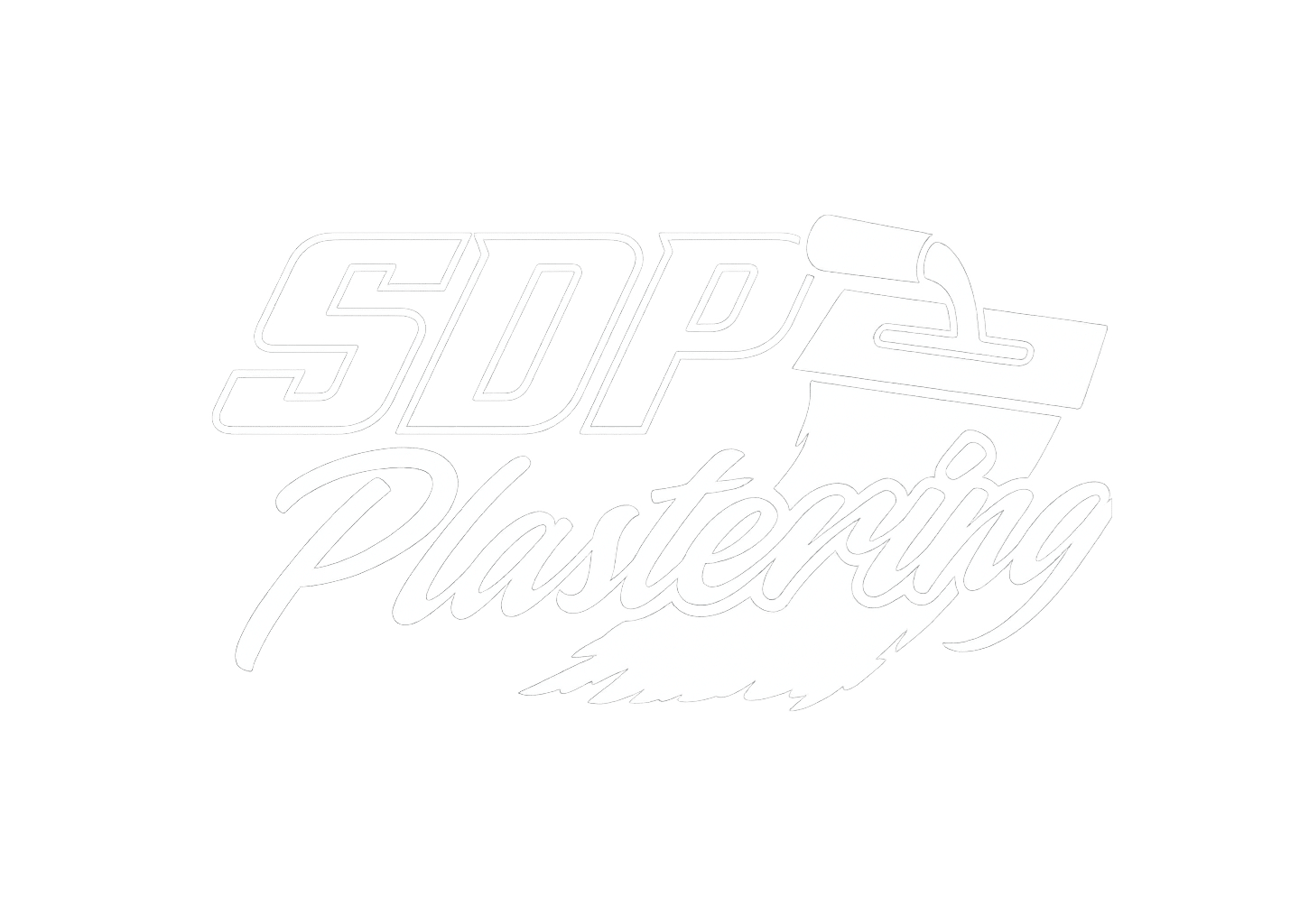 sdp plastering logo white